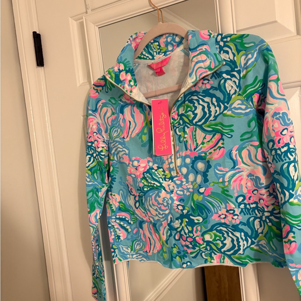 Colorful Floral Quarter-Zip Pullover